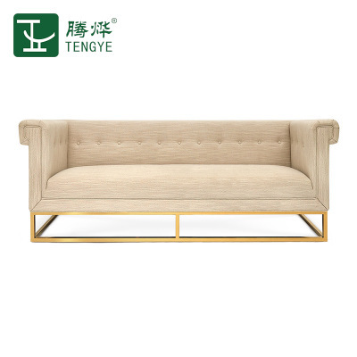 Factory direct sales Tengye modern stainless steel fabric sofa light luxury hotel living room three-seat sofa combination furniture