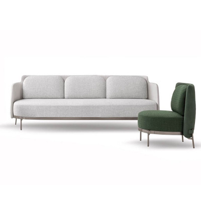 Factory direct sales Tengye minotti light luxury modern designer sofa stainless steel living room fabric sofa combination