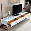Modern light luxury solid wood paint TV cabinet floor cabinet living room stainless steel gold-plated audio-visual cabinet combination