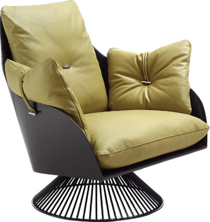 现代玻璃钢真皮沙发椅子优雅转椅休闲椅家用客厅家具