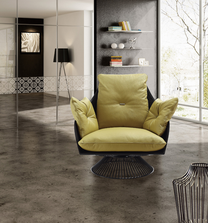 现代玻璃钢真皮沙发椅子优雅转椅休闲椅家用客厅家具
