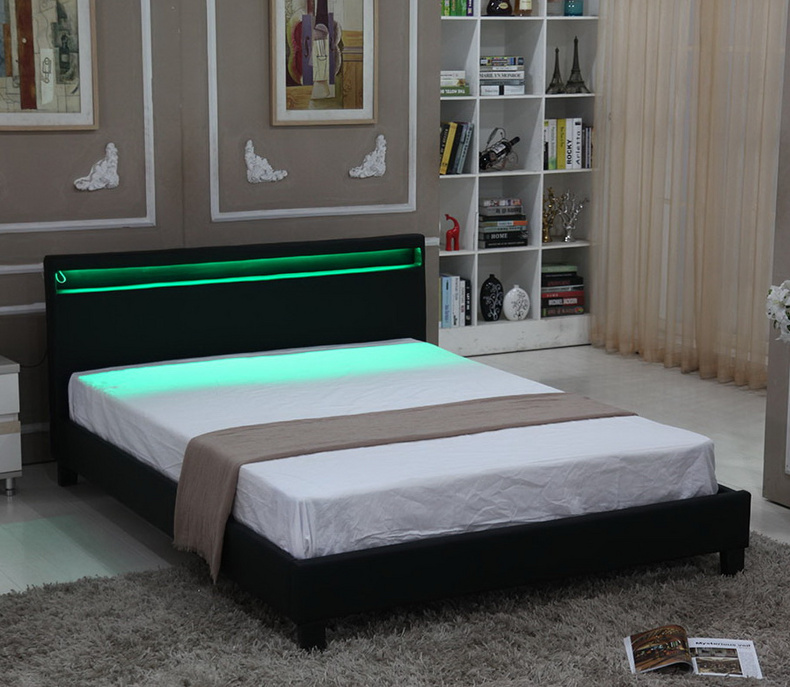 Mordern simple bed frame with light