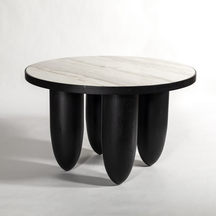 现代简约黑色大理石圆形餐桌HF19176