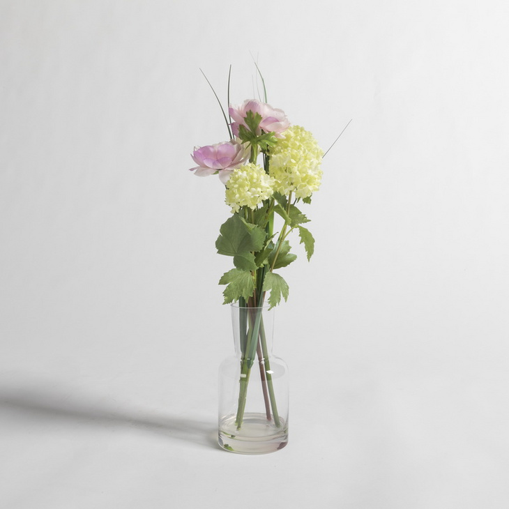 欧式简约玻璃花瓶创意透明插花餐桌客厅装饰花瓶仿真花花器摆件FL18021