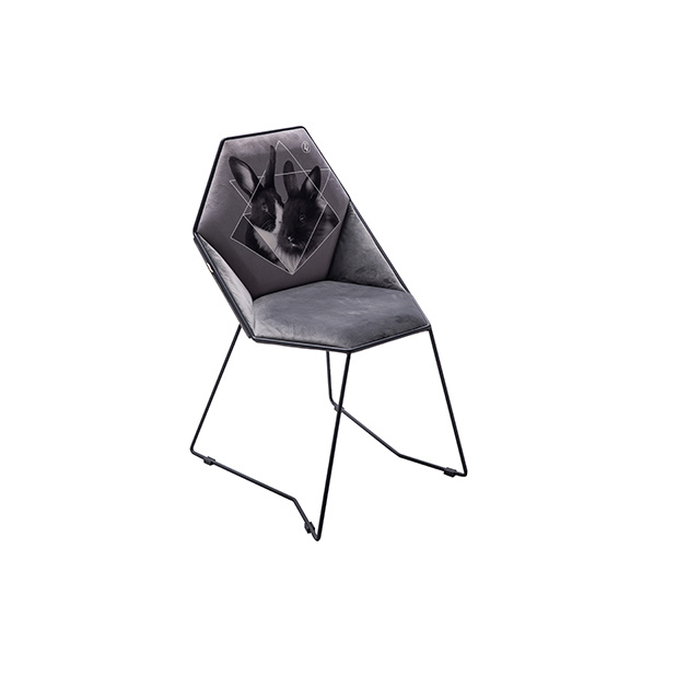 欧式简约舒适绒布金属框架餐椅网红不锈钢休闲椅