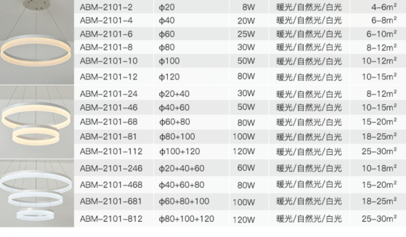 现代简约亚克力客厅餐厅厨房书房圆形LED家居照明吊灯