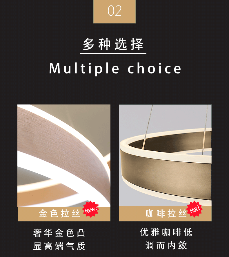 现代简约亚克力客厅餐厅厨房书房圆形LED家居照明上下发光吊灯