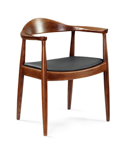 实木椅子靠背餐椅扶手牛角椅全实木原版胡桃木广岛椅