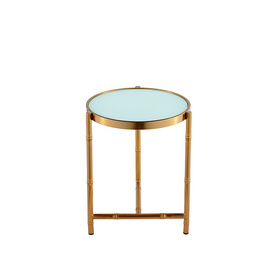 不锈钢角几简约钢化玻璃圆形边几沙发边桌后现代创意小圆桌