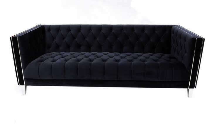 1216 Customized New Design Stainless Leg Tufted Velvet Living Room Chesterfield Classic Fabric Sofas