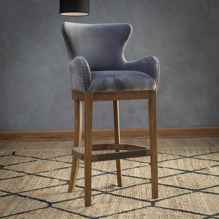 4086 Upholstered Bar Stool Chair Modern Design Wooden Luxury barchair