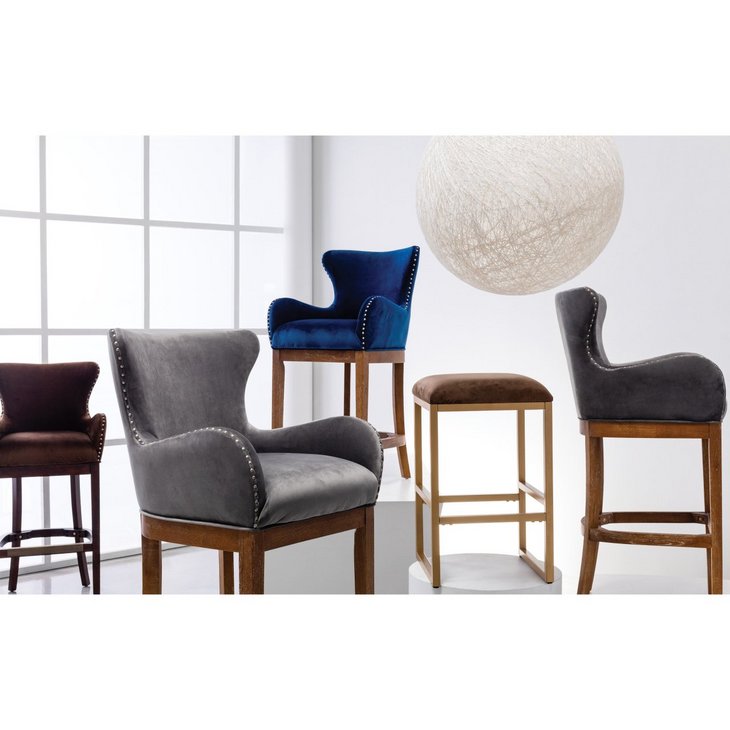 4086 Upholstered Bar Stool Chair Modern Design Wooden Luxury barchair