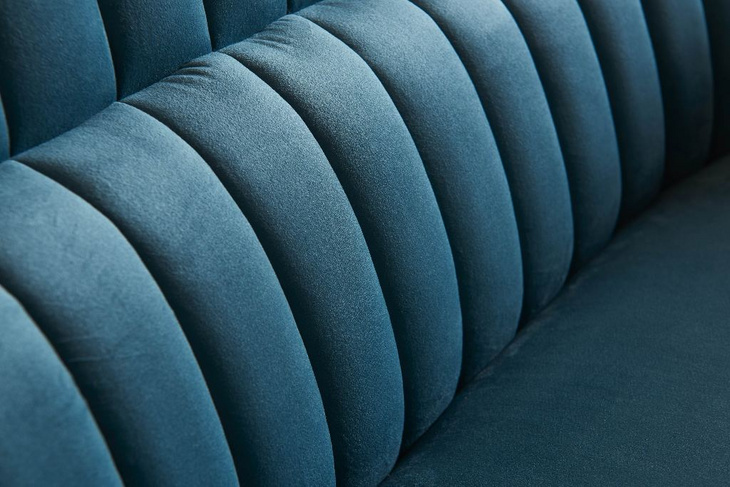 2269-2-L Settee Living Room Lounge Upholstered Solid Wood Blue Velvet Fabric Loveseat Sofa