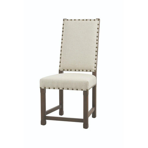 3219 Oak Wooden A Restaurant Brass Nail Linen Dining Chair