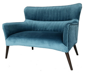 2269-2-L Settee Living Room Lounge Upholstered Solid Wood Blue Velvet Fabric Loveseat Sofa