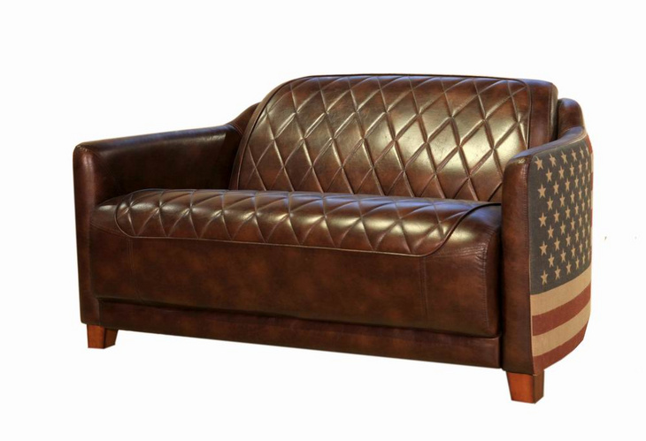 2170-L English style home furniture Distressed Brown Diamond Quilted Club Lovesat
