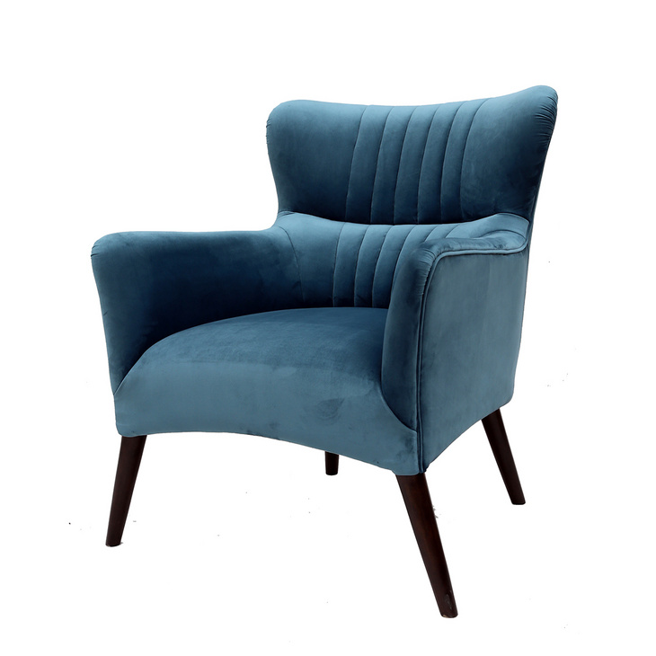 2269-2-L Settee Living Room Lounge Upholstered Solid Wood Blue Velvet Fabric Loveseat Sofa