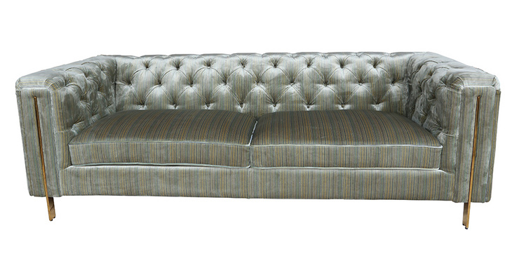 1273 Chesterfield sofa velvet fabric sofa stainless steel leg high density foam