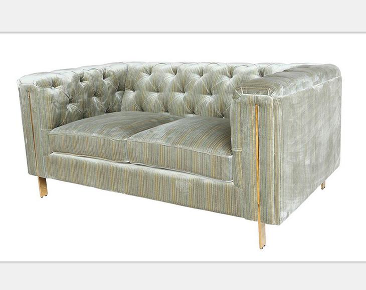 1273 Chesterfield sofa velvet fabric sofa stainless steel leg high density foam