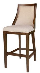 No.95 Wooden Bar chair with linen Back for Kitchen and Club