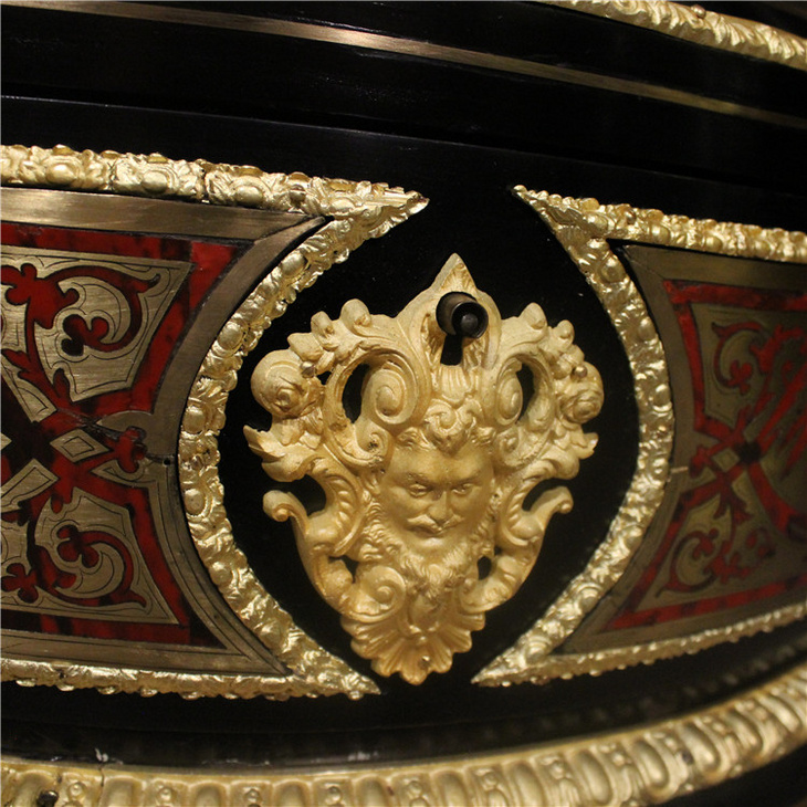 梵尼斯欧洲西洋古董法国布勒工艺TEXIER签名珍贵材质镶嵌展示柜