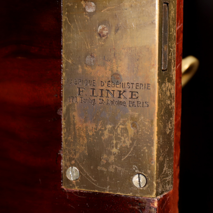 梵尼斯欧洲西洋古董家具法国林克Linke大师签名著作马丁漆画边柜