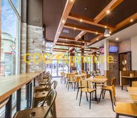 高檔西餐廳咖啡廳 連鎖餐廳 特色餐飲店 鐵架木座板 西式餐椅 658B-H45-STW