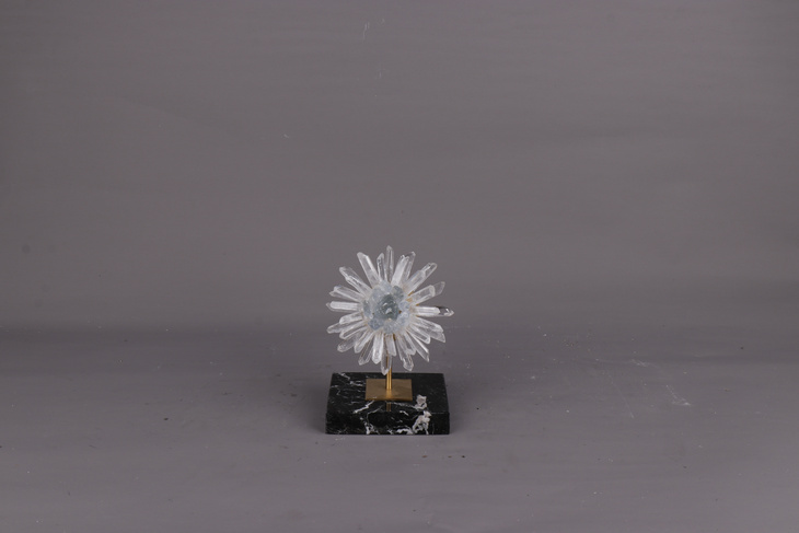 大理石底+花-白水晶柱+蓝晶柱B0614
