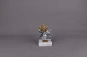 大理石底+花-金碧玺+蓝晶条+方解石+蓝晶柱+金色空心玛瑙B0610