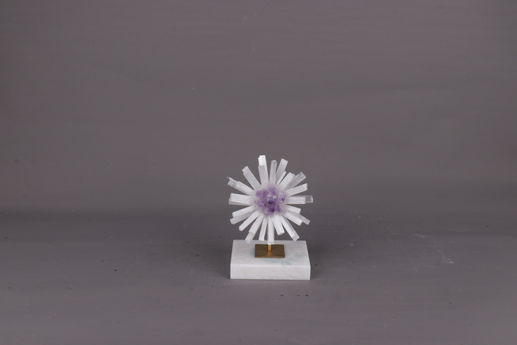 大理石底+花-白石膏条+紫晶花B0617