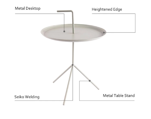 Danish design furniture 3 legs metal side coffee end table small