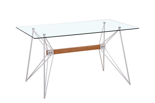 Cheap Glass Dining Room Set Metal Leg Tempered Glass Dining Table