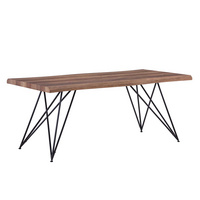 Home Furniture MDF Slab Wood Dining Table With Metal Tube Legs Base
