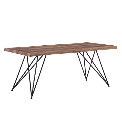 Home Furniture MDF Slab Wood Dining Table With Metal Tube Legs Base