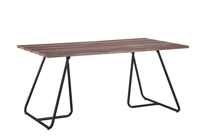 Best selling wooden dining table mdf cover with oak PU PAPER; metal legs in black powder coating;