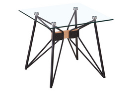 new design fashionable square tempered glass table with beauty butterfly shape metal legs Dining coffee Table