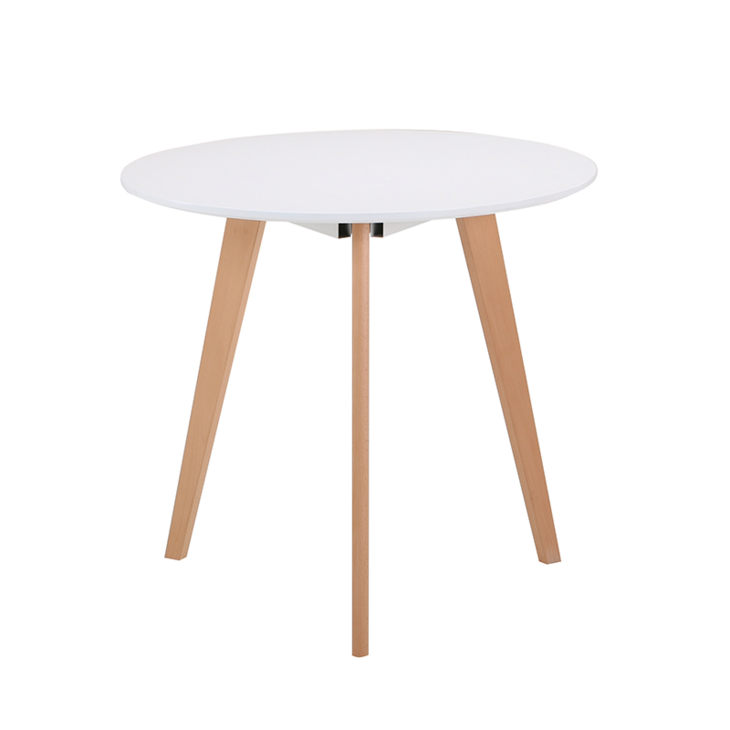 manufacture Modern Design high end cheap White circle /triangle shape MDF four Wooden leg coffee Tabl