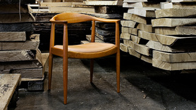 实木椅子北欧现代简约肯尼迪总统椅餐椅美式真皮坐垫餐椅 C211