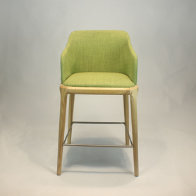 轻奢实木布艺吧台椅不锈钢欧式高脚椅美式天鹅绒北欧简约酒吧椅 B202