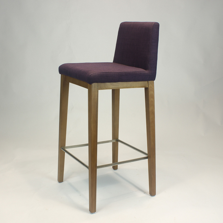 复古实木酒吧椅 现代简约软垫高脚凳吧台凳 创意吧台椅家用高餐吧椅