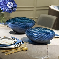 现代简约果盘摆件 茶几餐桌轻奢装饰品欧式玻璃工艺品托盘零食盘