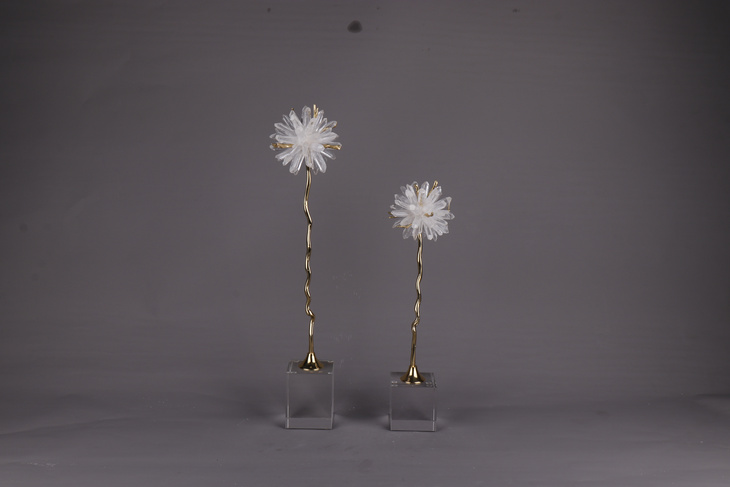 玻璃底+球-白水晶柱+铜枝 B1604-B1605