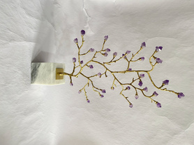 摆件-树-大理石底+紫晶花B20201189