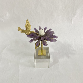 摆件-花鸟-玻璃底+美人指紫水晶+空心玛瑙B20201142
