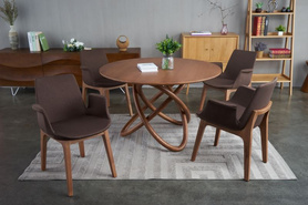 北欧轻奢餐椅后现代实木布艺靠背椅美式家用餐桌椅子酒店皮革餐厅凳子 C273