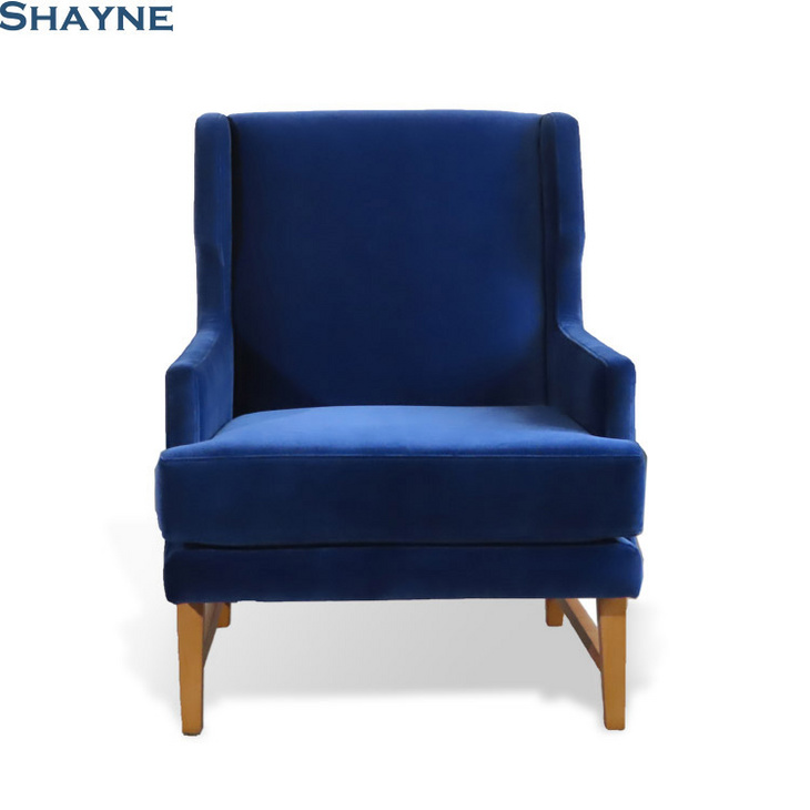 蓝色布艺沙发现代口音椅子