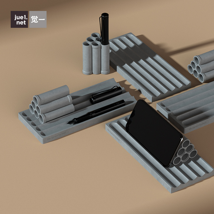 混凝土笔架北欧办公桌面收纳水泥手机支架多功能家居文具