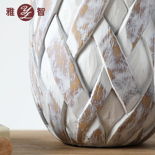 樹(shù)脂廠(chǎng)家直銷(xiāo)家居工藝品手工竹籬編排花瓶插花擺件