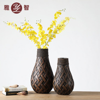 樹(shù)脂廠(chǎng)家直銷(xiāo)家居工藝品手工竹籬編排花瓶插花擺件