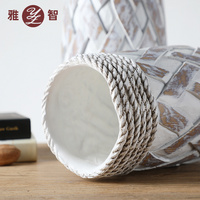 樹(shù)脂廠(chǎng)家直銷(xiāo)家居工藝品手工竹籬編排花瓶插花擺件